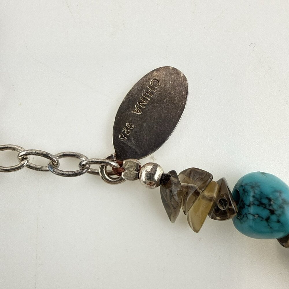 Deb Guyot Necklace Turquoise Blue Quartz Sterling Silver 925 HSN Beaded Matrix - Picture 9 of 11